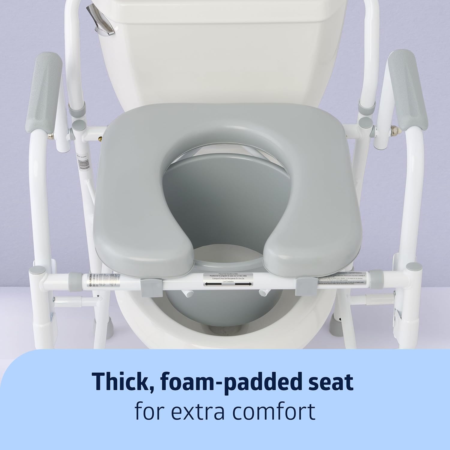 Medline Drop Arm Commode Chair for Adults, Padded Seat, 350 lb Capacity P638744