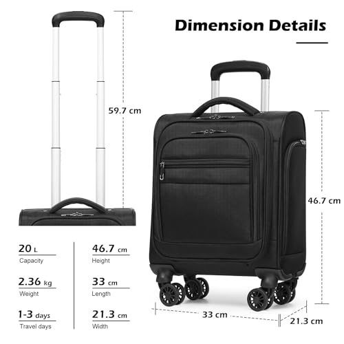 Coolife Underseat Carry On Luggage Softside Spinner Suitcase S899097