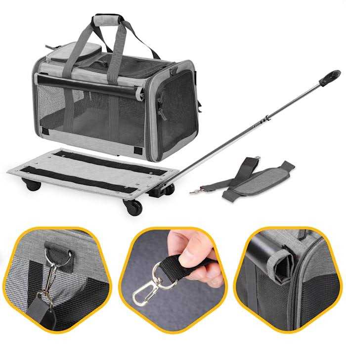 Kopeks Pet Carrier with Detachable Wheels for Small and Medium Dogs Cats I7890