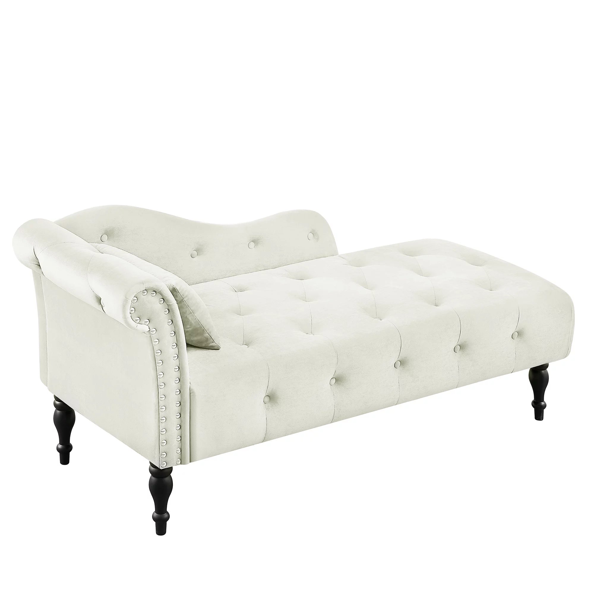 HUTWIFE Velvet Chaise Lounge with Nailhead Trim and Pillow S383