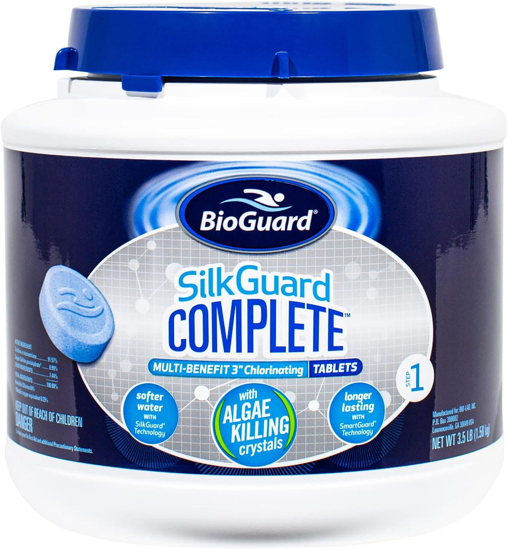 BioGuard SilkGuard Complete 3” Chlorinating Tablets, 3.5 lb, Chlorine Tablets for Sanitizing Swimming Pools