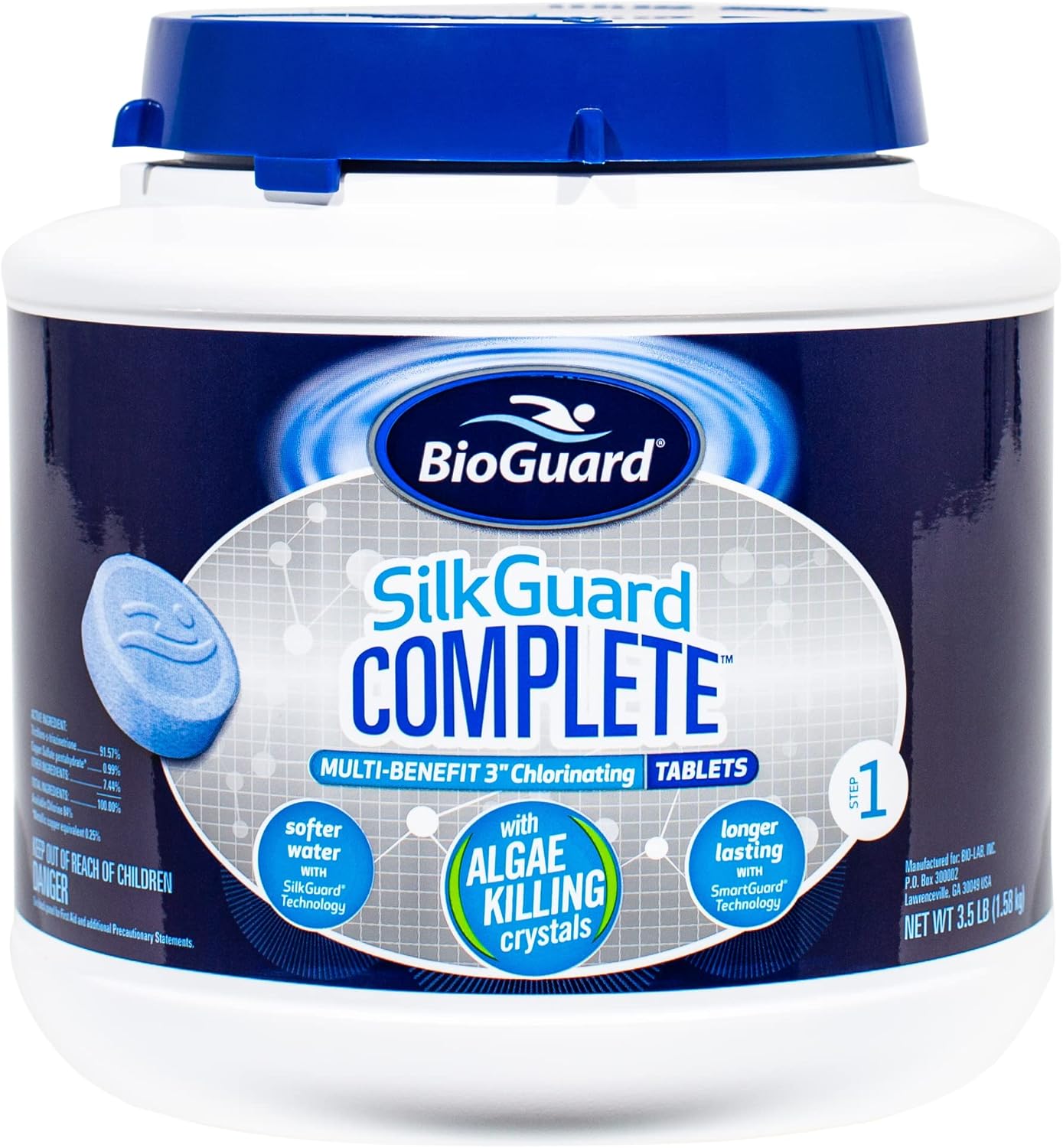 BioGuard SilkGuard Complete 3” Chlorinating Tablets, 3.5 lb, Chlorine Tablets for Sanitizing Swimming Pools