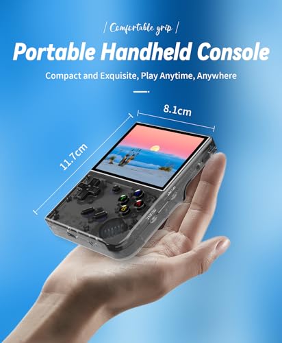RG35XX Plus Handheld Game Console 64G+128G with 8000+ Games, 3.5 Inch IPS Screen, Portable Case (Black) Y4132