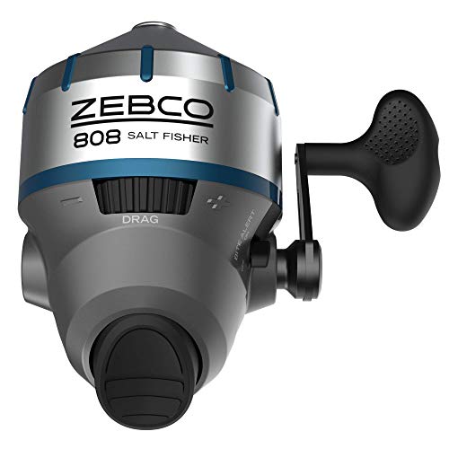 Zebco 808 Saltwater Spincast Fishing Reel, Stainless Steel Reel Cover with ABS Insert, Quickset Anti-Reverse and Bite Alert, Pre-spooled with 20-Pound Fishing Line, Size 80, Silver