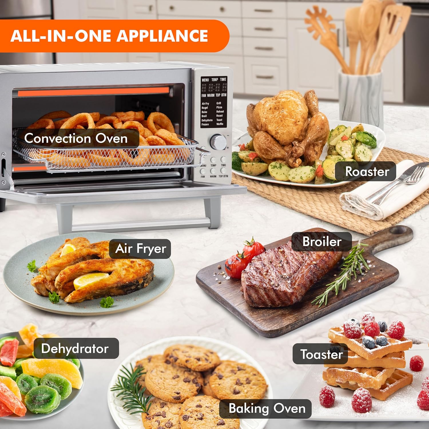 Nuwave Bravo Pro Smart Air Fryer Toaster Oven Combo, 12-in-1, 21QT, Stainless Steel E648464