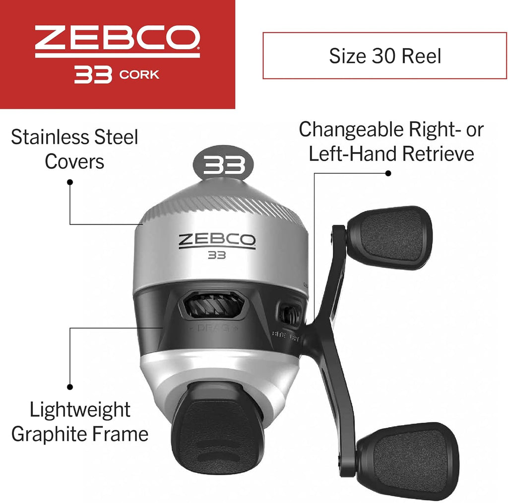 Zebco 33 Spincast Reel and 6-Foot Fishing Rod Combo, Silver/Black S87229