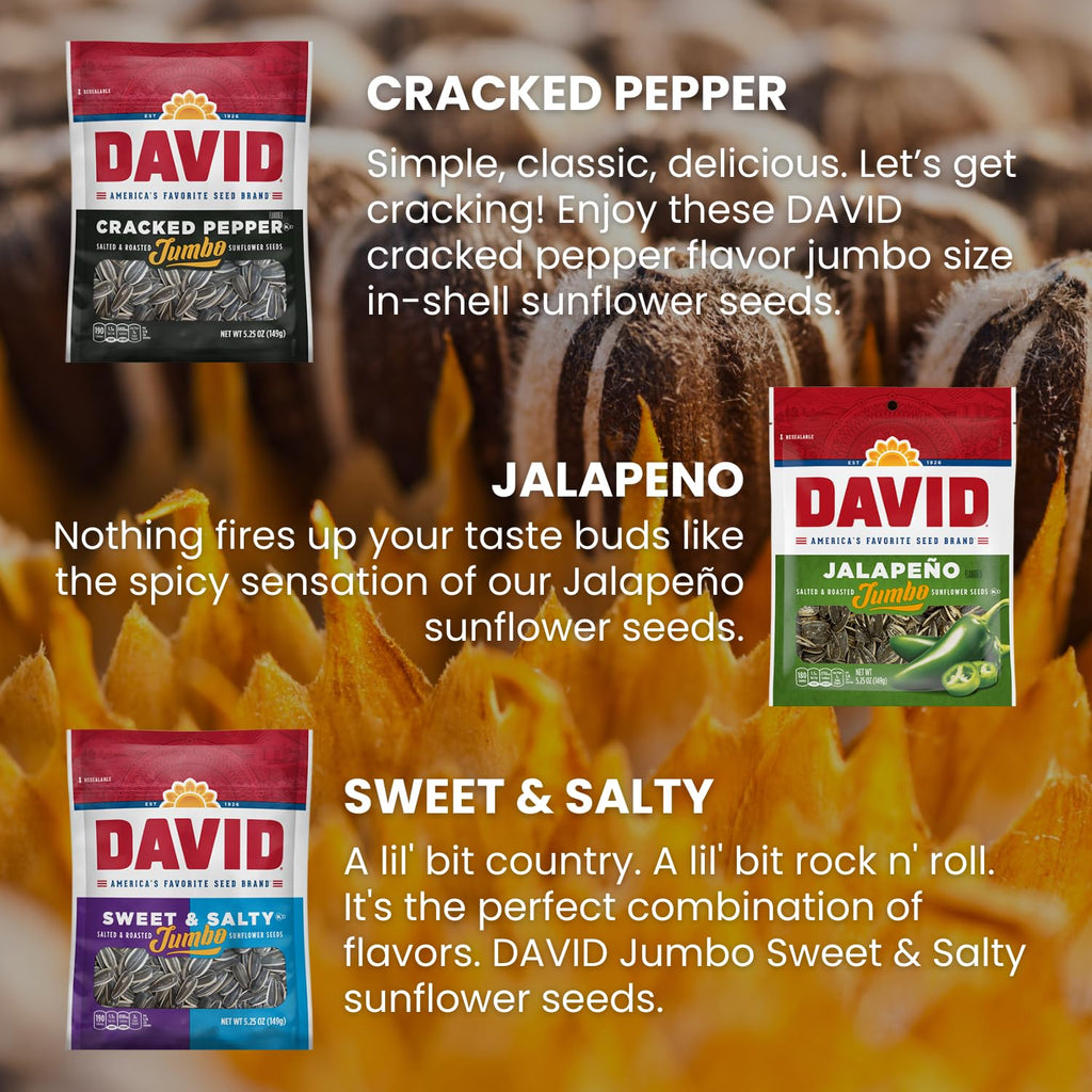 DAVIDs Sunflower Seeds Variety Pack, 5.25 oz, 9 Count R441323