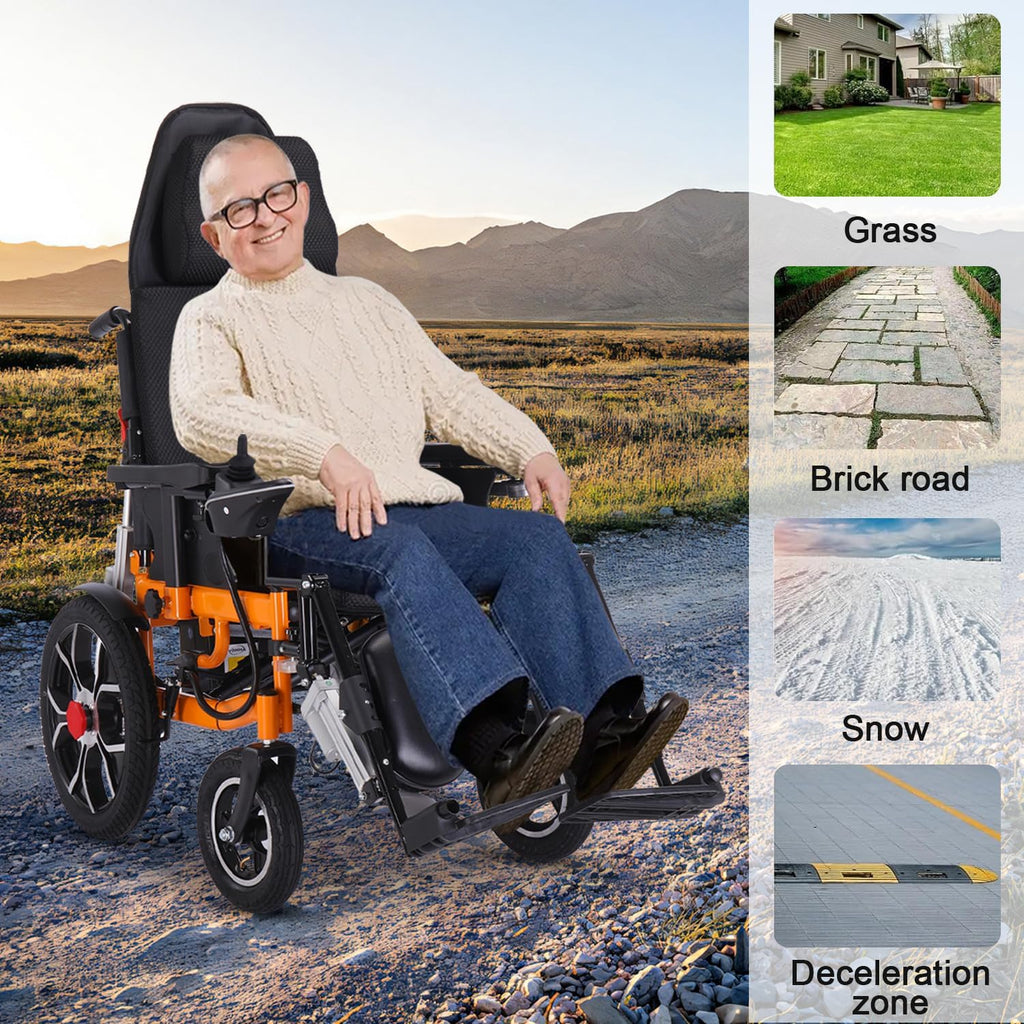 Reclining Electric Wheelchair for Adults, Foldable, 20-Mile Range O4079