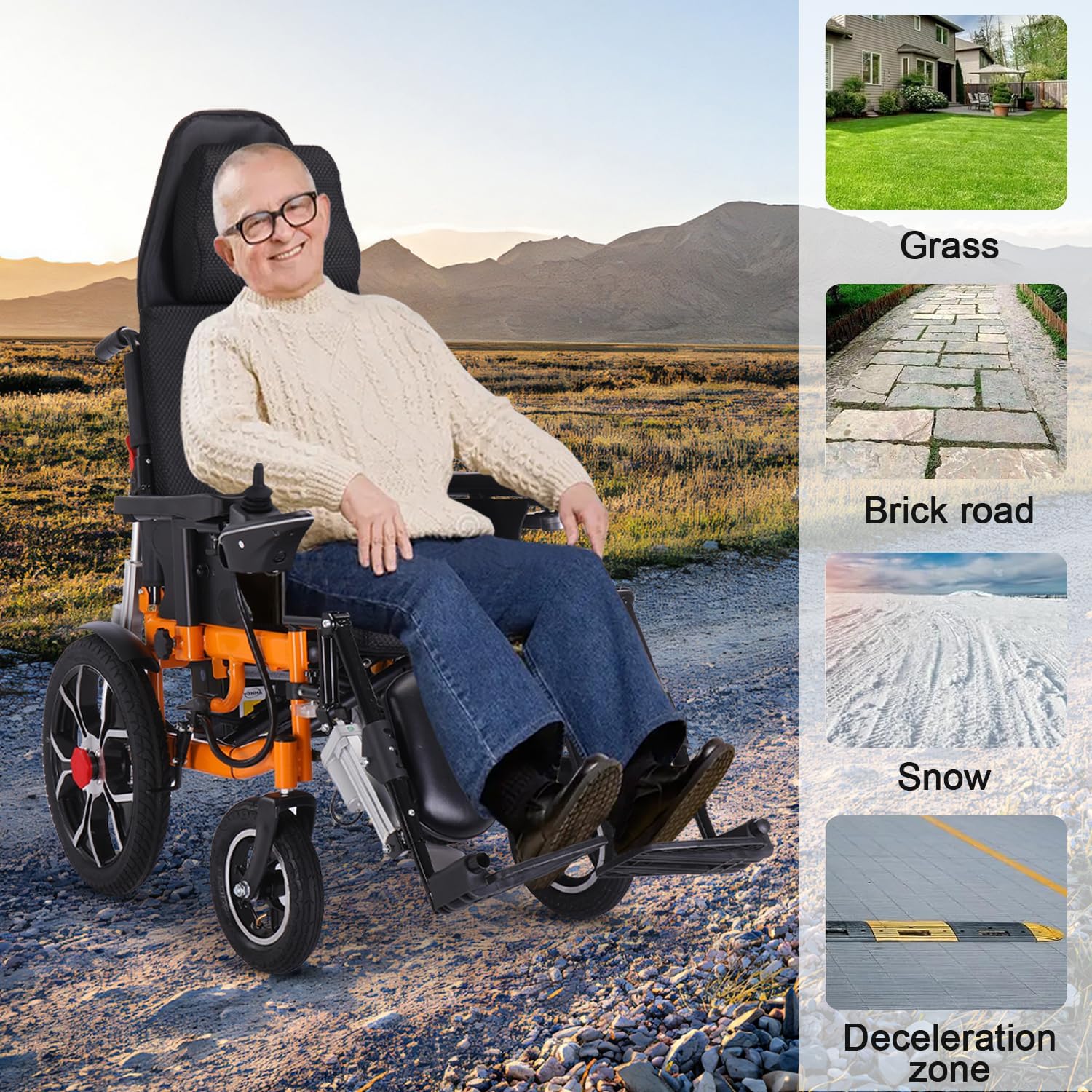 Reclining Electric Wheelchair for Adults, Foldable, 20-Mile Range O4079