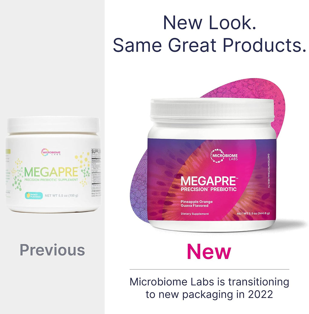 Microbiome Labs MegaSporeBiotic 60 Capsules + MegaPre 5.5 oz Powder Probiotic Prebiotic Bundle U23812