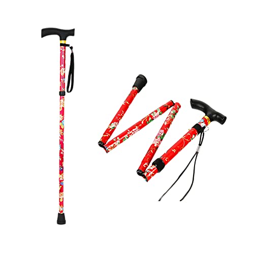 5-Level Adjustable Aluminum Walking Cane for Seniors, Folding with Ergonomic Handle Y21825