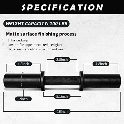 Olympic Dumbbell Handle 16" for 2-Inch Weight Plates, 2 Spring Collars Included A1556