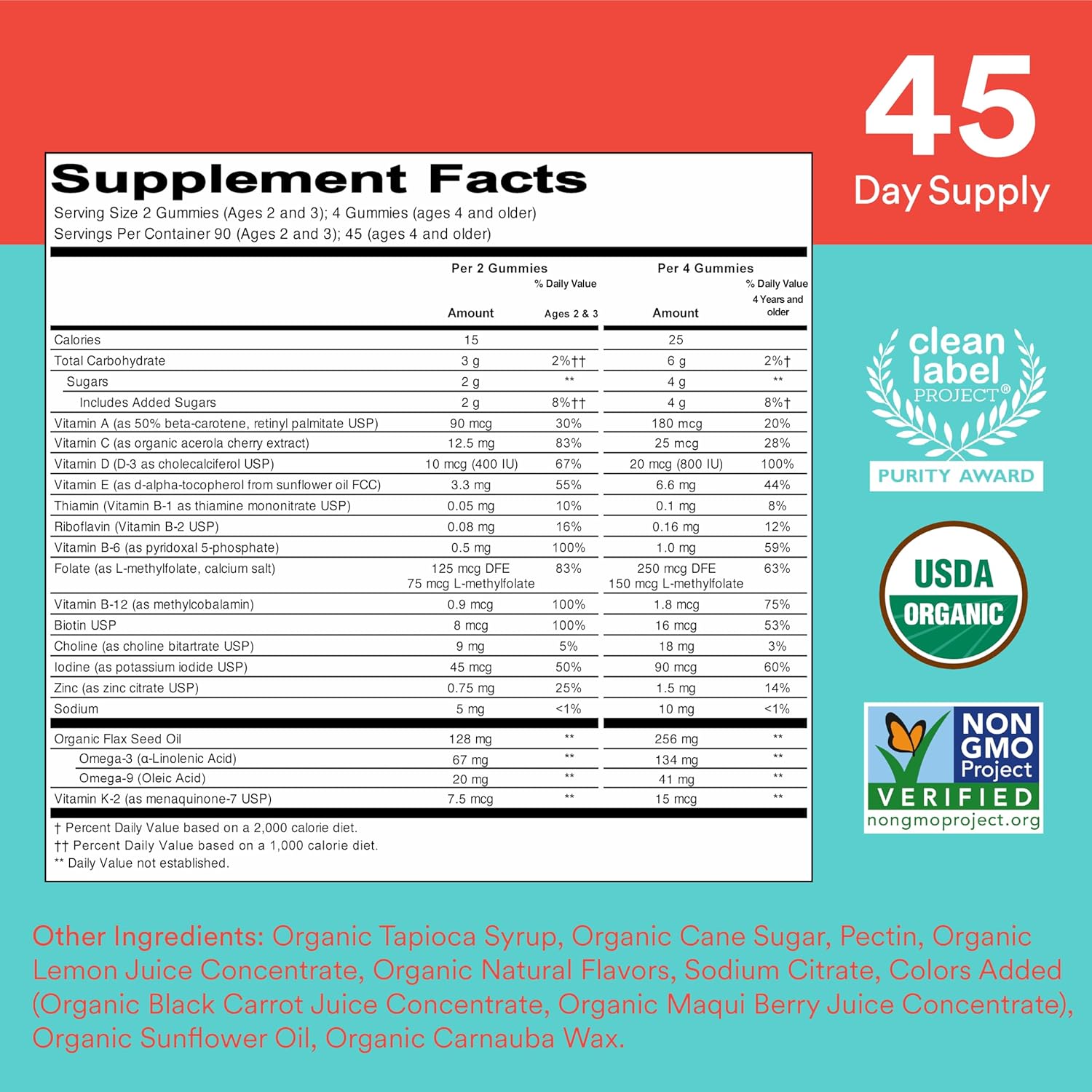 SmartyPants Organic Kids & Toddler Multivitamin Gummies, 180 Count E5008
