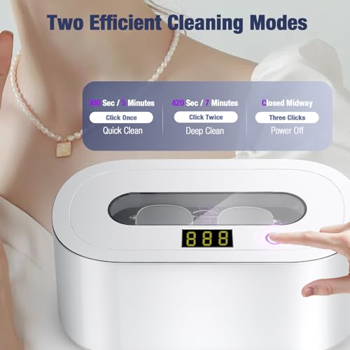 Ultrasonic Jewelry Cleaner 48kHz Portable with Digital Timer for Rings, Necklaces, Eyeglasses E305227