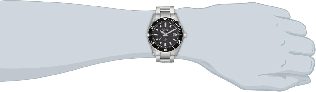 Bulova Men's Marine Star Stainless Steel Quartz Watch, Black Dial L785