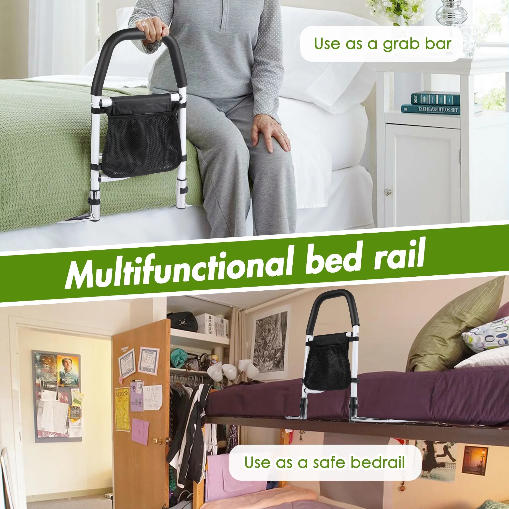 KARMAS PRODUCT Bed Assist Rail with Anchor Strap - Medical Bed Safety Grab Bar for Seniors O657