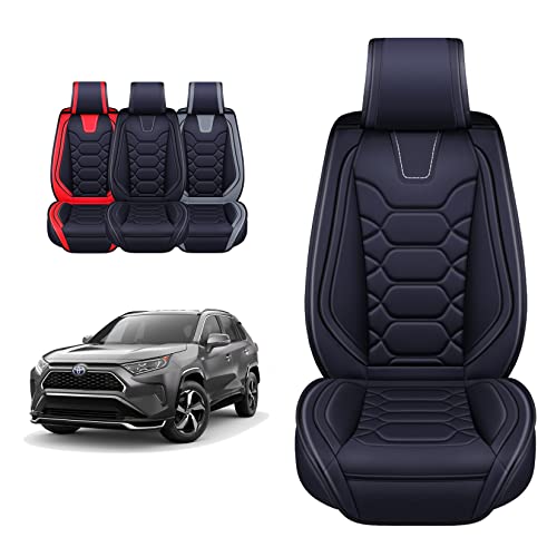 OASIS AUTO Toyota RAV4 Accessories Seat Covers 2013-2025 Custom Fit Leather Cover Protector Cushion for RAV-4 (Sport Front Pair, Black&Gray)