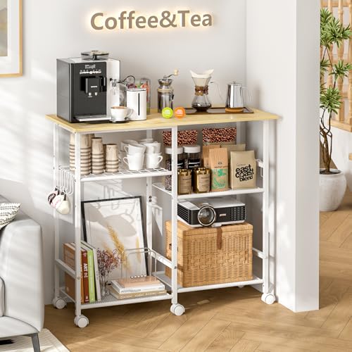 Microwave Cart with Adjustable Shelf and Wheels P795