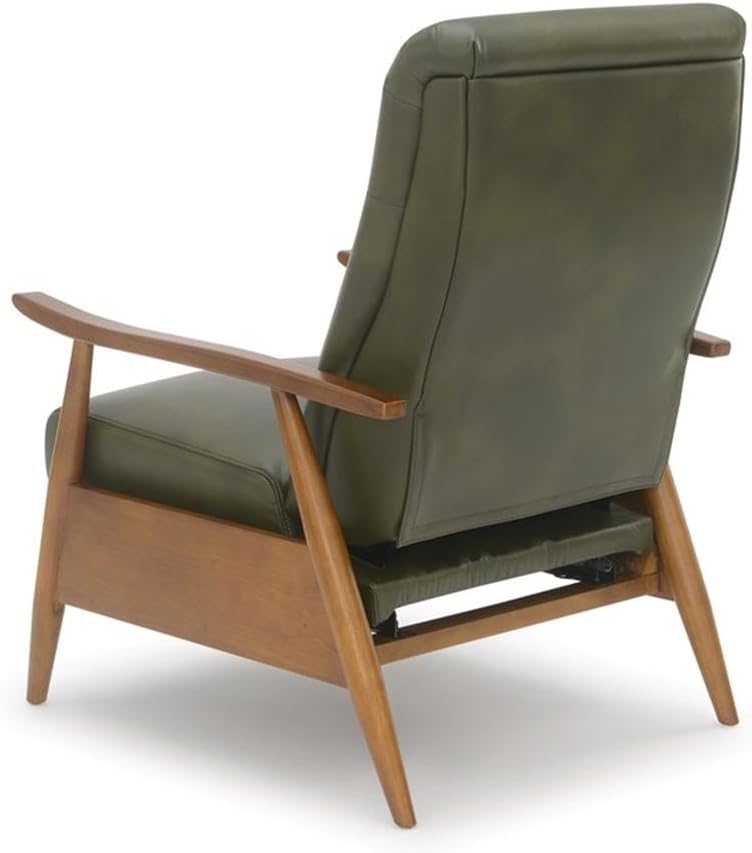 Solaris Fern Green Faux Leather Wood Arm Push Back Recliner I637324