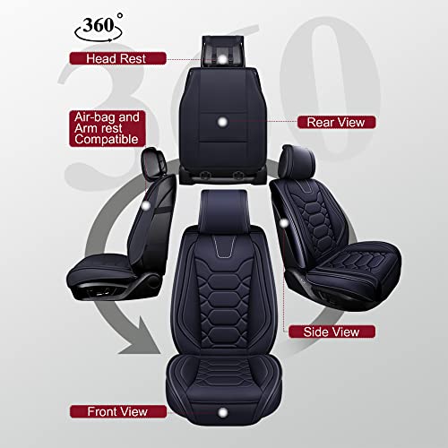 OASIS AUTO Toyota RAV4 Seat Covers 2013-2025 Custom Fit Leather Black Gray S129