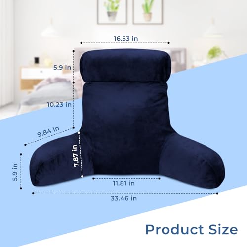 COOLBEBE Reading Pillow for Bed Sitting Up Adult with Arms Grey, Large 27" I460