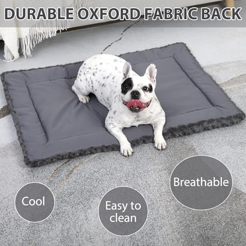 Washable Dog Bed Mat Ultra Soft Crate Pad for Large Dogs, 41 x 27 Inch, Gray K707024