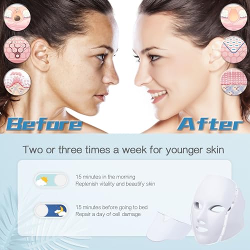 HXDZFX LED Facial Light Therapy Mask for Face and Neck J5035