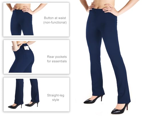 Yogipace Women's Straight Leg Yoga Dress Pants with Belt Loops H62689