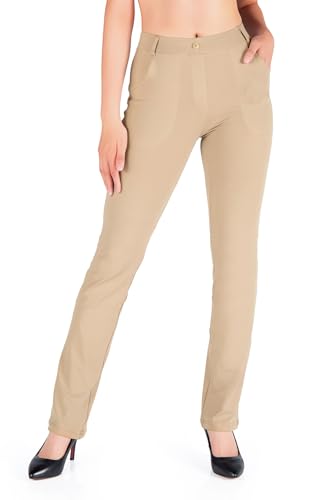 Yogipace Women's Straight Leg Yoga Dress Pants with Belt Loops H62689