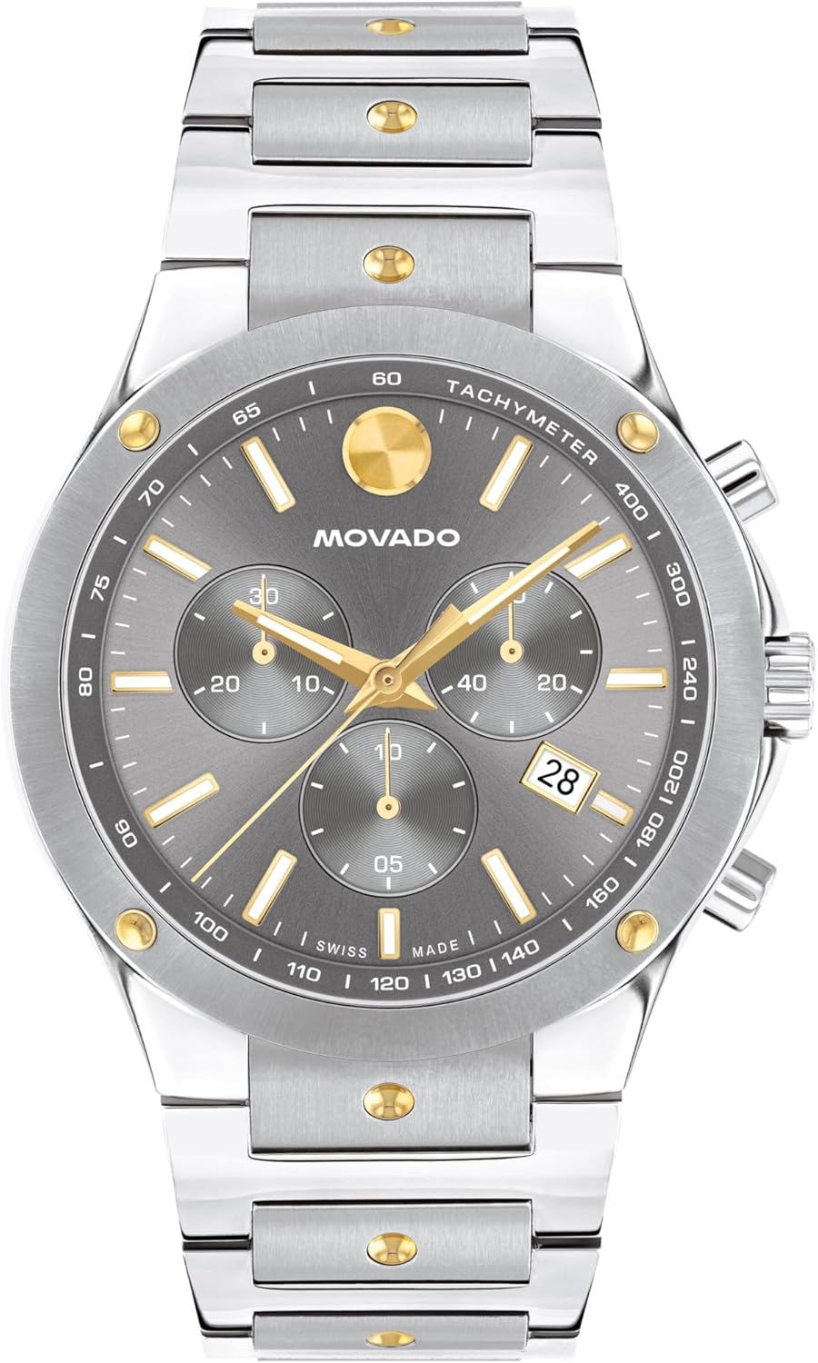 Movado SE Men's Sport Watch - Swiss Quartz Chronograph Movement, Stainless Steel Link Bracelet - 5 ATM Water Resistance - Luxury Fashion Timepiece for Him - 42mm