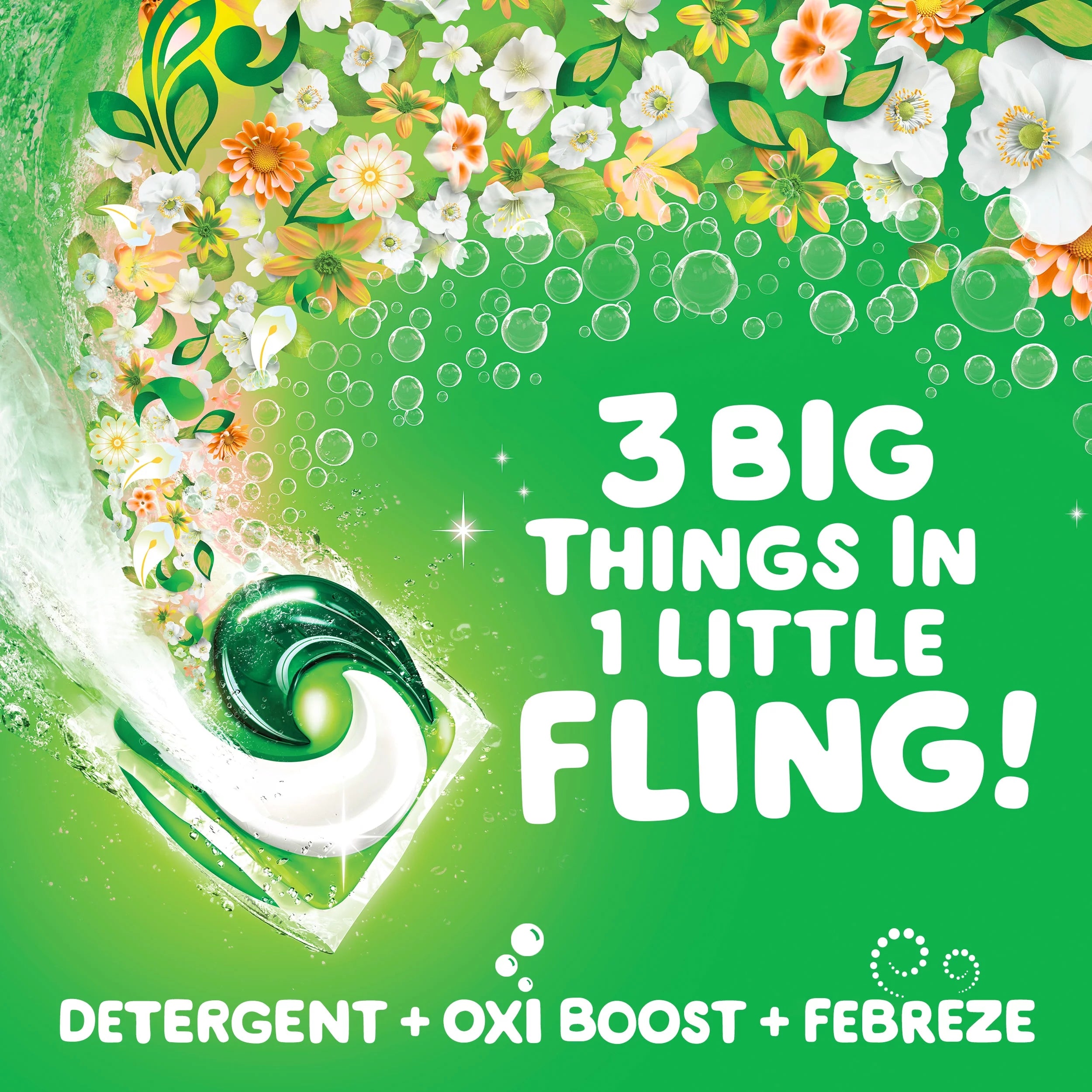 Gain Flings Island Fresh Laundry Detergent Pacs, 42 Ct H3064