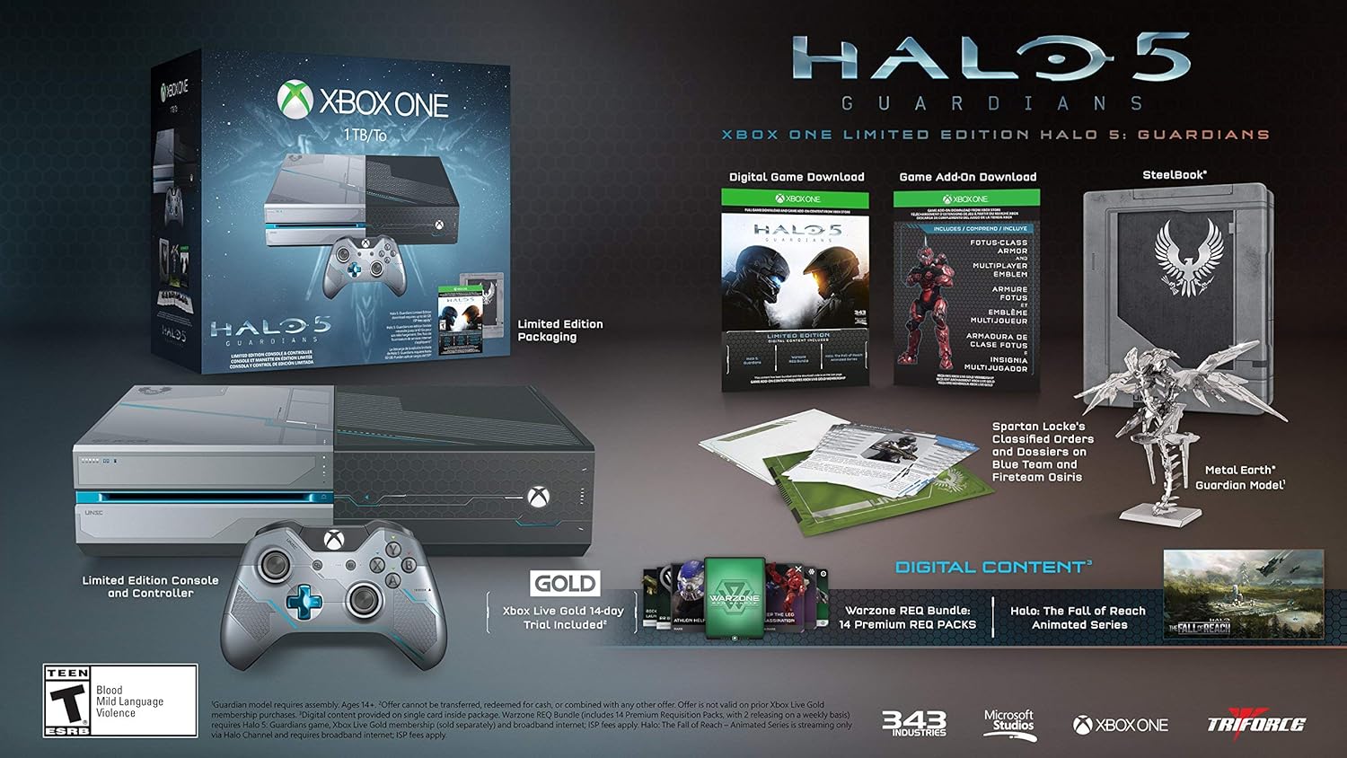 Xbox One 1TB Console - Halo 5: Guardians Bundle (Renewed) D332224