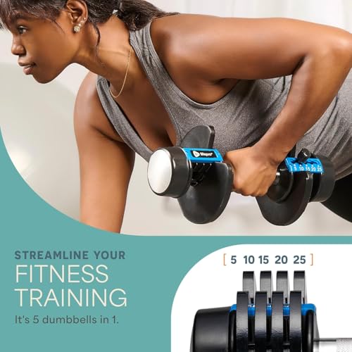 Lifepro Adjustable Dumbbells Set with Rack, 5-in-1, 15-55lb, Home Gym K99628