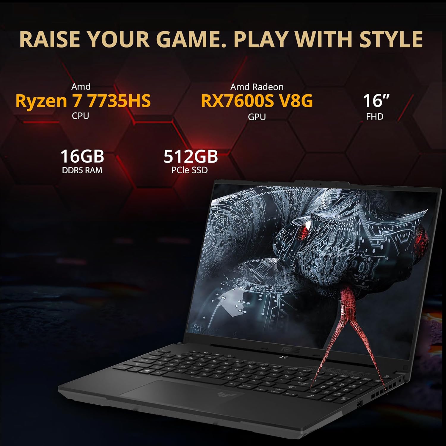 ASUS TUF A16 16" FHD 165Hz Gaming Laptop, Ryzen 7, RX7600S, 16GB RAM, 512GB SSD Z932838
