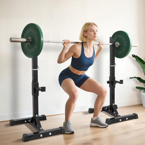 F2C Adjustable Squat Rack Pair 41"-66" Steel Barbell Stand G149555