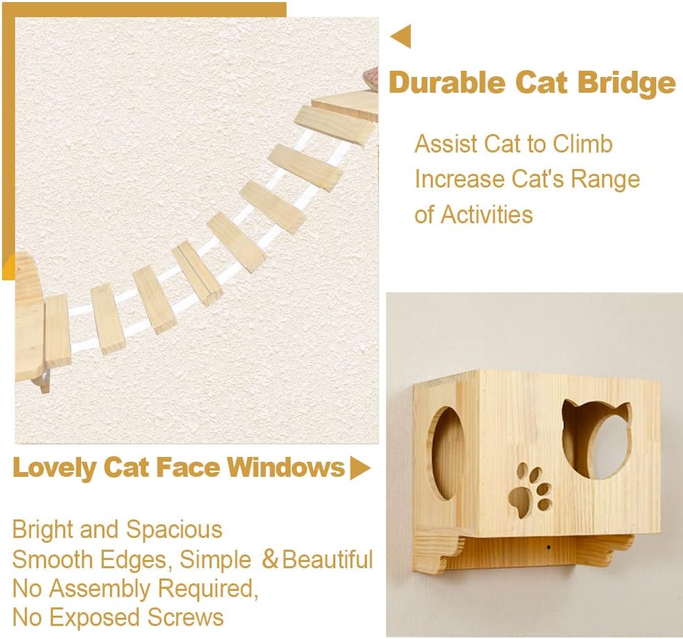 La La Pet® Wall Mounted Cat Shelves and Perches Set of 9 R515