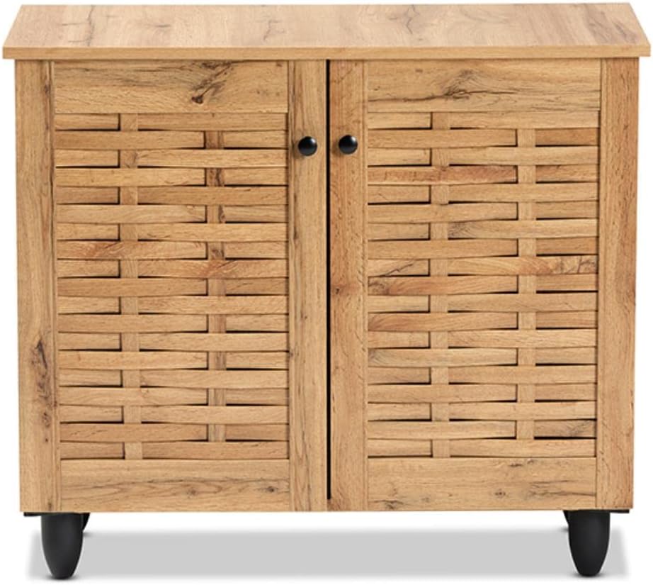 Baxton Studio Winda Oak Brown Wood 2-Door Shoe Cabinet D885