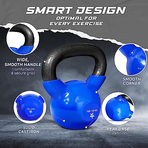 Yes4All 5-100 LB Vinyl Coated Cast Iron Kettlebells M964803