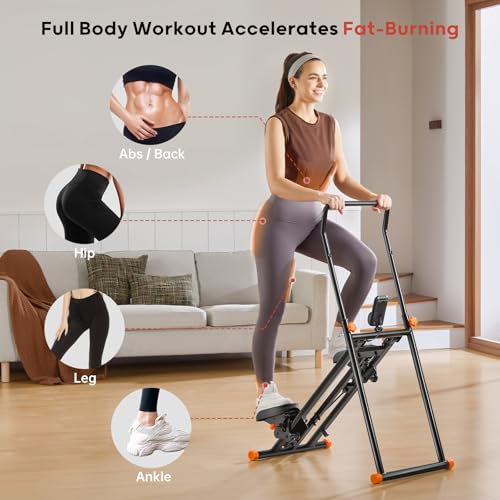 Foldable Stair Stepper Machine with Adjustable Handlebar for Home Gym E5858