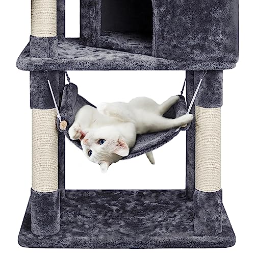 Topeakmart 54.5in Cat Tree for Indoor Cats with Cozy Condo, Dark Gray O790597