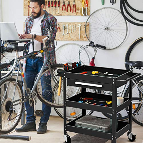Goplus 3 Tier Rolling Tool Cart with Storage Drawer, 330 LBS Capacity N429792