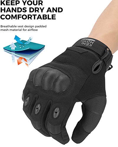 KEMIMOTO Tactical Gloves for Men, Touchscreen Motorcycle Gloves with Hard Shell & Palm Padding E190