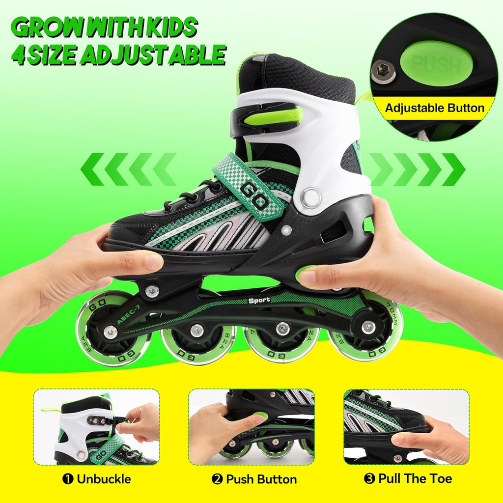 Adjustable Inline Skates for Kids with Light Up Wheels Q5867