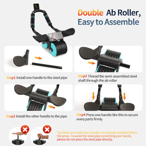 Ab Roller Wheel with Timer & Knee Mat, Home Workout Equipment U107095