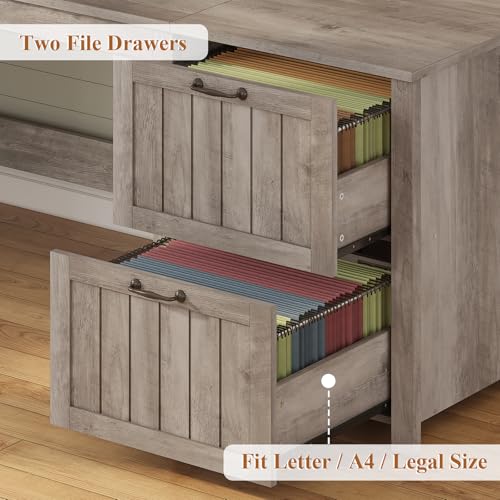 SEDETA Farmhouse 63" Executive Desk with File Drawer and Monitor Stand O784