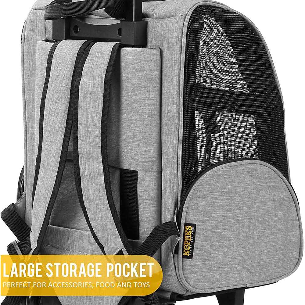 Kopeks Deluxe Backpack Pet Travel Carrier with Double Wheels L490