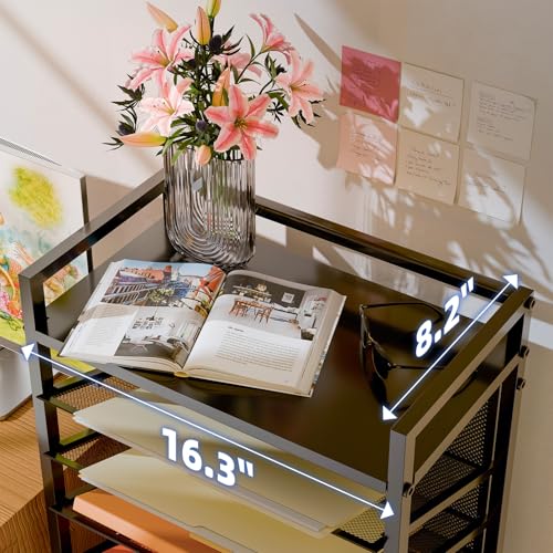 Simple Trending 14 Tier Rolling File Cart with Sliding Trays, Black C4528
