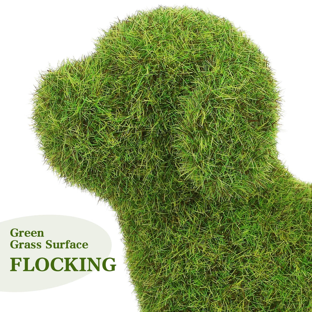 Flocked Artificial Topiary Dog Statue W46870