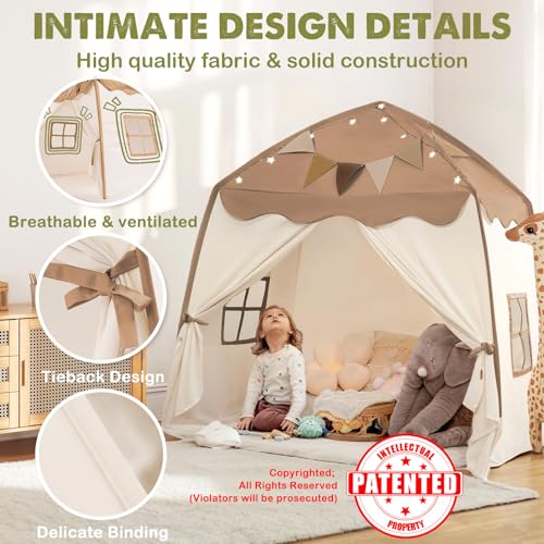 Extra Large Kids Play Tent with Star Lights, Portable & Foldable Teepee B40178