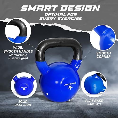 Yes4All 5-100 LB Vinyl Coated Cast Iron Kettlebells M964803